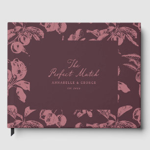 Personalised Wedding Burgundy Vintage Floral Fruit Guest Book