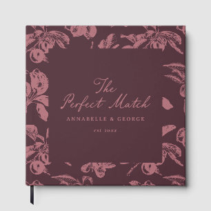 Personalised Wedding Burgundy Vintage Floral Fruit Guest Book