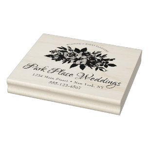 Personalised Wedding Business Logo Floral Bouquet Rubber Stamp