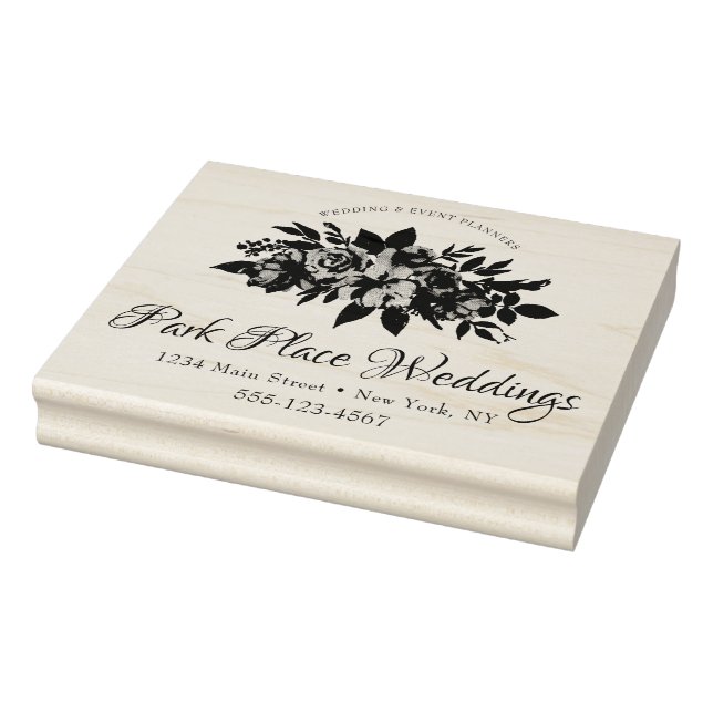 Personalised Wedding Business Logo Floral Bouquet Rubber Stamp (Stamp)