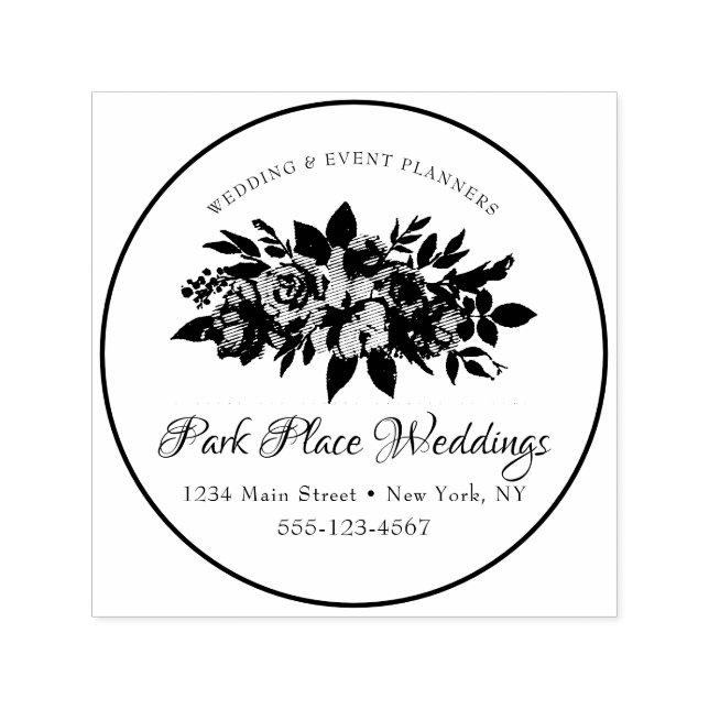 Personalised Wedding Business Logo Floral Bouquet Self-inking Stamp (Design)