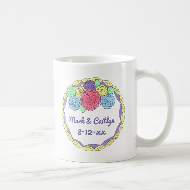 Personalised Wedding Cake Anniversary Engagement Coffee Mug (Right)