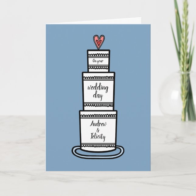 Personalised Wedding Cake Heart Wedding Card (Front)