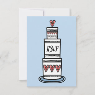 Personalised Wedding Cake Illustration RSVP Invitation