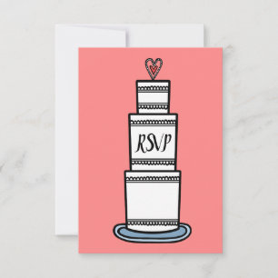 Personalised Wedding Cake Illustration RSVP Invitation