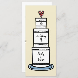 Personalised Wedding Cake Illustration Wedding Invitation