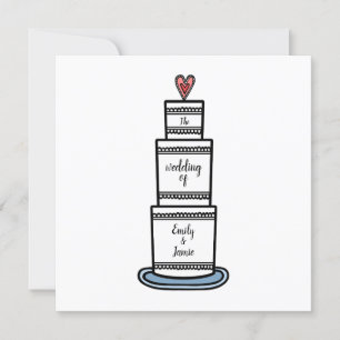 Personalised Wedding Cake Illustration Wedding Invitation