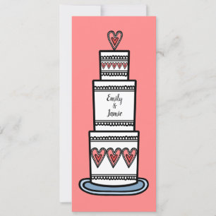 Personalised Wedding Cake Illustration Wedding Invitation