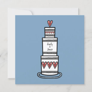 Personalised Wedding Cake Illustration Wedding Invitation