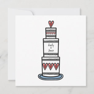 Personalised Wedding Cake Illustration Wedding Invitation