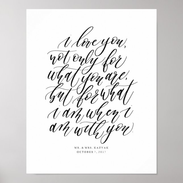 Personalised Wedding Calligraphy Love Quote Sign (Front)