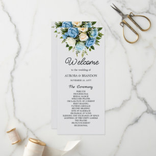 Personalised Wedding Ceremony Booklet with Roses Programme