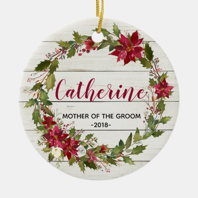 Personalised Wedding Christmas Ornament for Mother (Front)