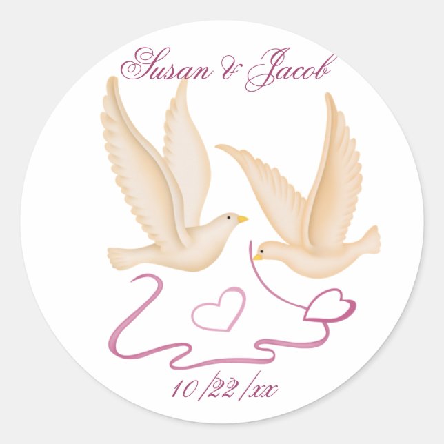 Personalised Wedding Classic Round Sticker (Front)