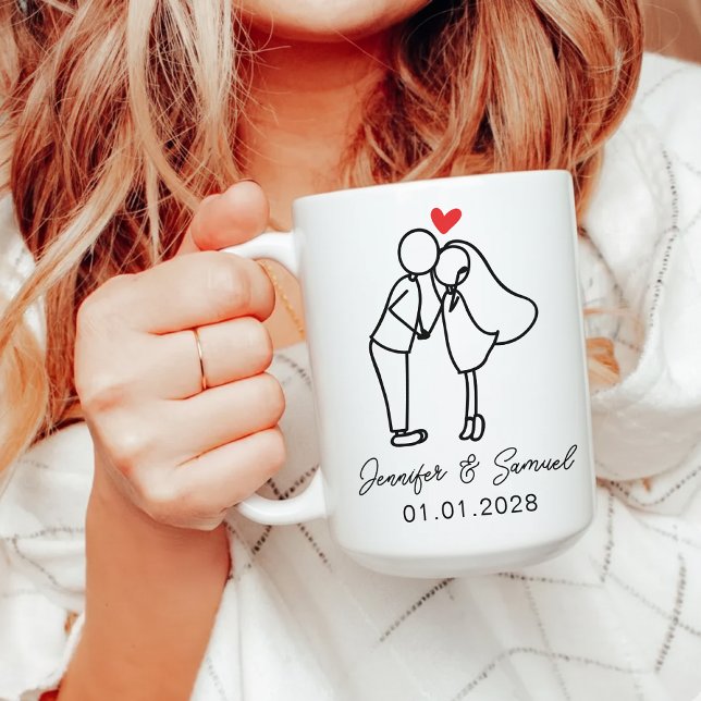 Personalised Wedding Coffee Mug Gift for Newlyweds (Custom Couples Coffee Mug Wedding Gift for Newlyweds, Custom Couple Mug Gift for Wife and Husband)
