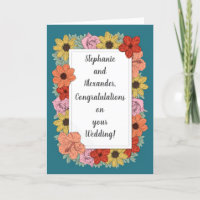 Personalised Wedding Congratulations Card Teal