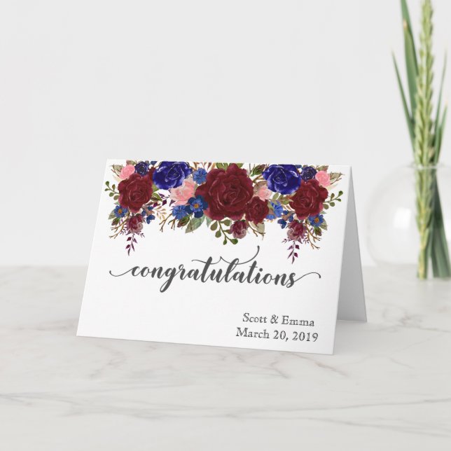 Personalised Wedding Congratulations Floral Card (Front)