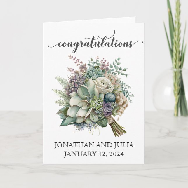 Personalised Wedding Congratulations Flowers Card (Front)