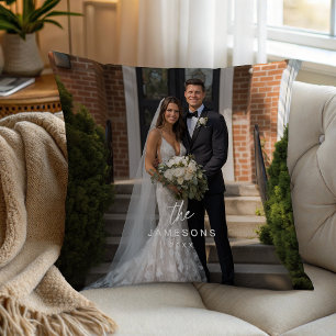 Personalised Wedding Couple Family Name Photo Cushion