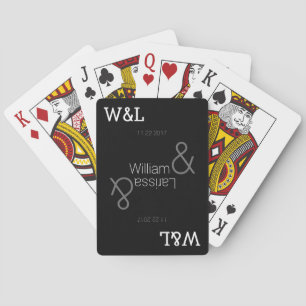 Personalised wedding couple names / black playing cards