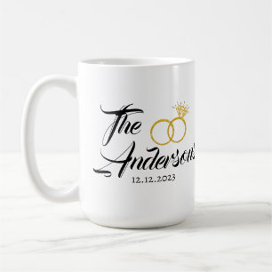 Personalised Wedding Couple Ring Favour Name Date Coffee Mug
