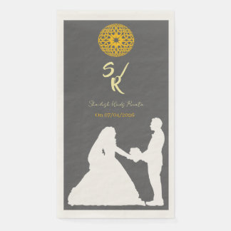 Personalised Wedding Couple Silhouette Monogram Napkin