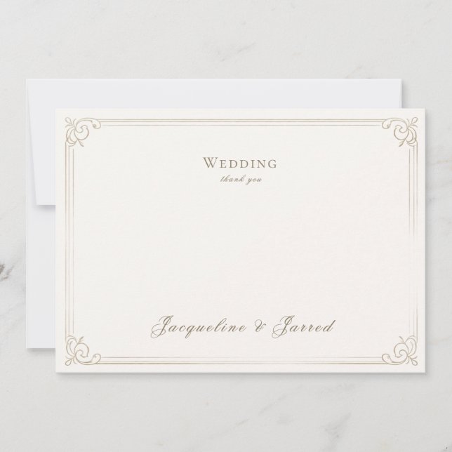  Personalised Wedding Cream Thank You Invitation (Front)