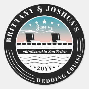 Personalised Wedding Cruise Ship Classic Round Sticker