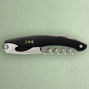 Personalised Wedding Custom Heart Couple Monogram Corkscrew