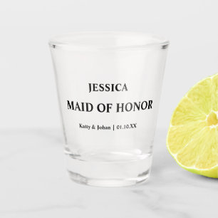 Personalised Wedding Date and Names Maid of Honour Shot Glass