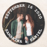 Personalised Wedding Date and Photo Round Paper Coaster<br><div class="desc">Add your photo and custom message. Need a custom colour? Send us a message to heartlockedstudio@gmail.com and we'll be happy to help you out!</div>