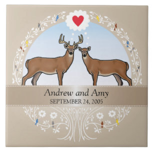 Personalised Wedding Date Anniversary, Buck & Doe Tile