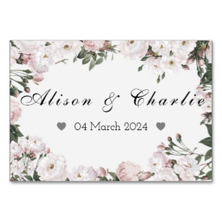 Personalised Wedding Date Floral Table Card