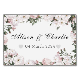 Personalised Wedding Date Floral Table Card