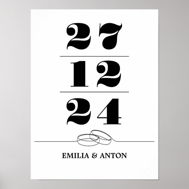 Personalised Wedding Date Poster (Front)