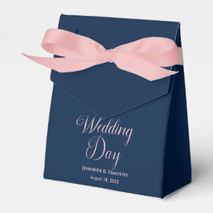 Personalised  Wedding Day Elegant Navy Blue Favour Box