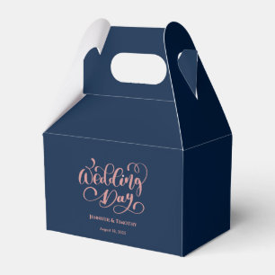 Personalised  Wedding Day Elegant Navy Blue Favour Favour Box