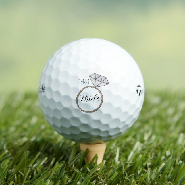 Personalised Wedding Diamond Ring Bride  Golf Balls (Insitu Tee)