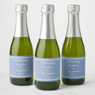 Personalised Wedding Dusty Blue Mini Sparkling Wine Label