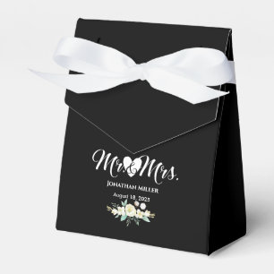 Personalised  Wedding Elegant Black White Floral Favour Box