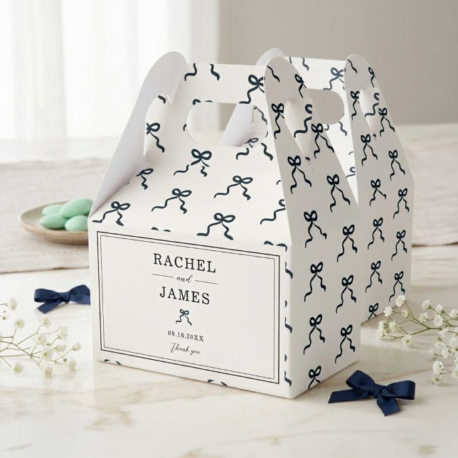 Personalised Wedding Elegant Bow Coquette Minimal Favour Box (Creator Uploaded)