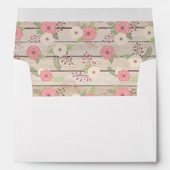 Personalised Wedding Envelope Rustic Floral Wood (Back (Bottom))