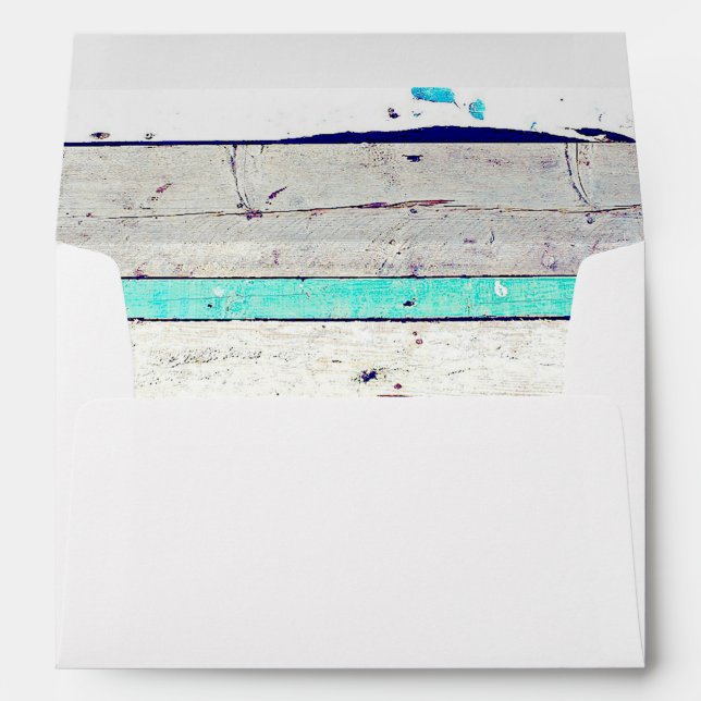 Personalised Wedding Envelope Rustic Turquoise (Back (Bottom))