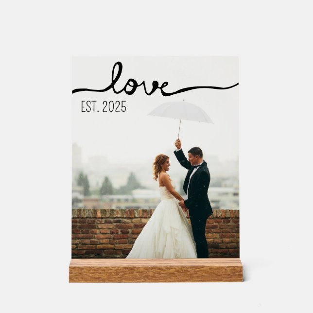 Personalised Wedding EST. Picture Acrylic Sign (Front)