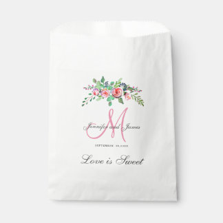 Personalised Wedding Favour Bag - Floral Monogram