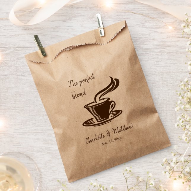 Personalised Wedding Favour Bag for Coffee Beans (Clipped)