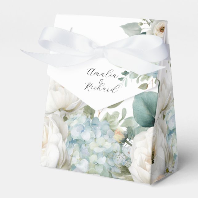 Personalised Wedding Favour Box, Hydrangea Design Box (Front Side)