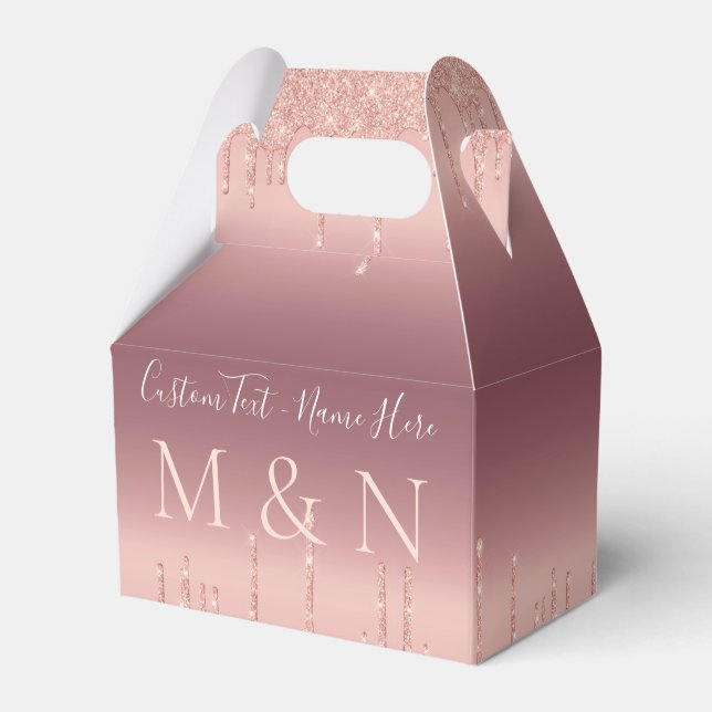Personalised Wedding Favour Box Rose Gold Blush (Back Side)