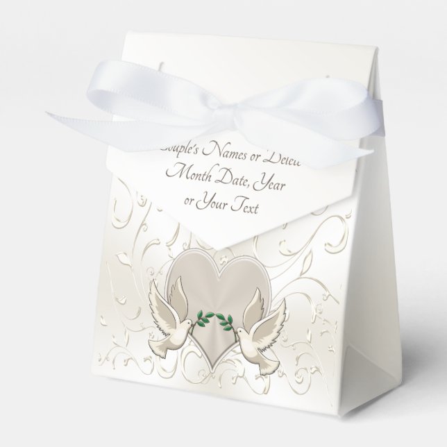 Personalised Wedding Favour Boxes, Love Bird Favou Favour Box (Front Side)