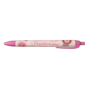 Personalised Wedding Favour Floral Pretty Pink Blue Ink Pen